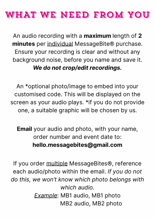 WHAT WE NEED FROM YOU